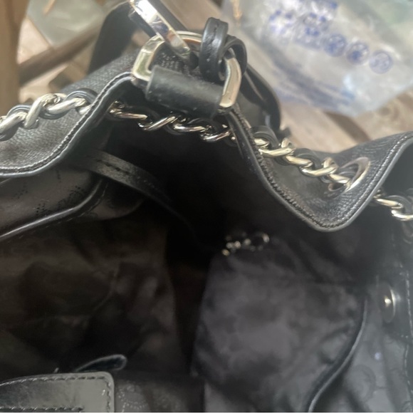 Michael Kors Black Signature Coated Canvas Drawstring Handbag - Picture 9 of 12